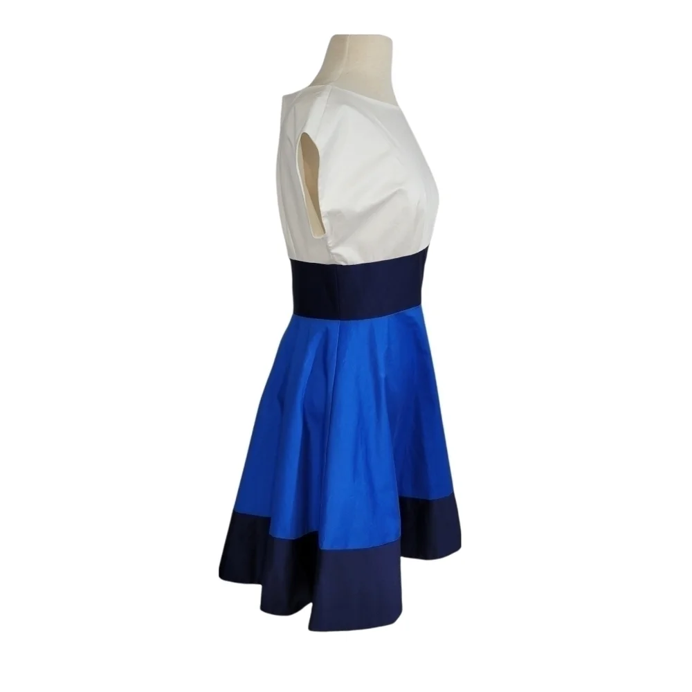 Kate Spade Fiorella Blue & White Colorblock Cupcake Dress